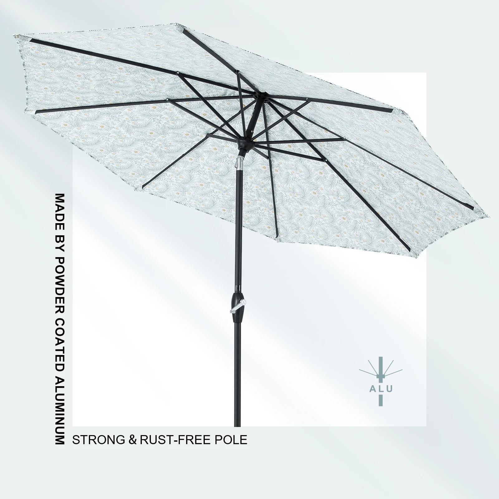 9ft Auto Tilt Outdoor Flora Patio Umbrella Fleur