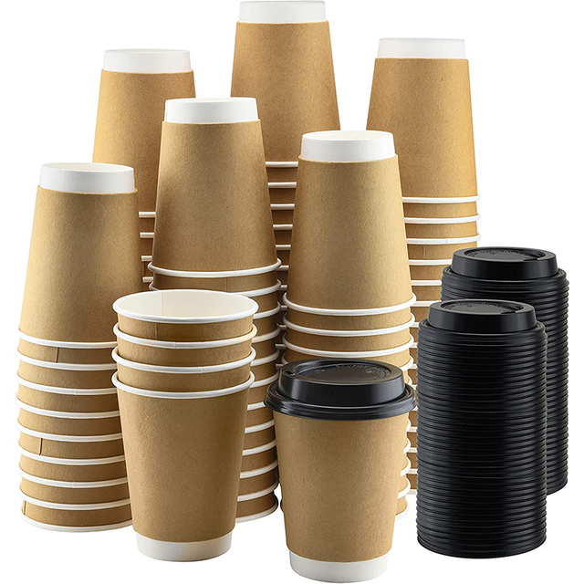 3-32 ox tasse de papier peint double avec couvercle