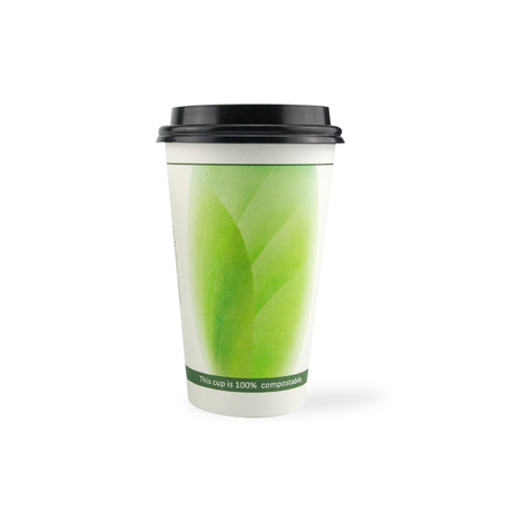 3oz-32oz PLA PLA Eco-Friendly Disposable Double Ripple Mur Cold Hot Drink tasse de café avec manches et couvercles