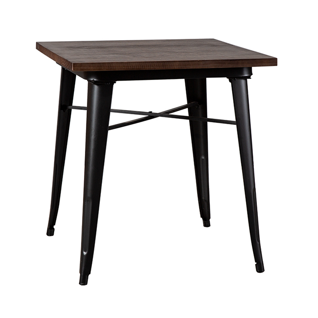Table à manger en bois massif combinaison de table en fer forgé et de chaise