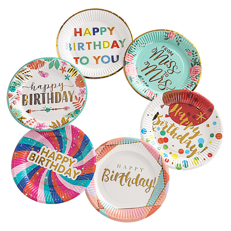 Assiettes en papier de bol de fête de 7 pouces