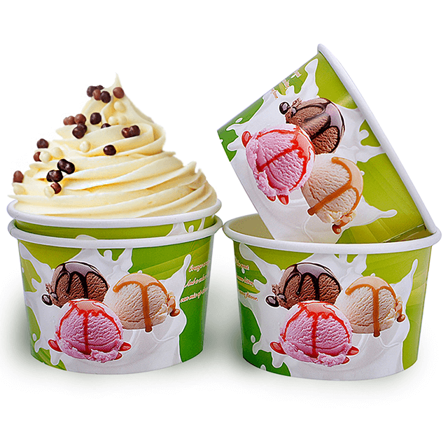  Tasses en papier à la crème glacée avec cuillère à couvercle