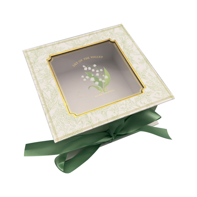 Ribbons d'emballage en carton en gros fleur Bouc à lèvres Carton Fenêtre en papier cadeau Boîte